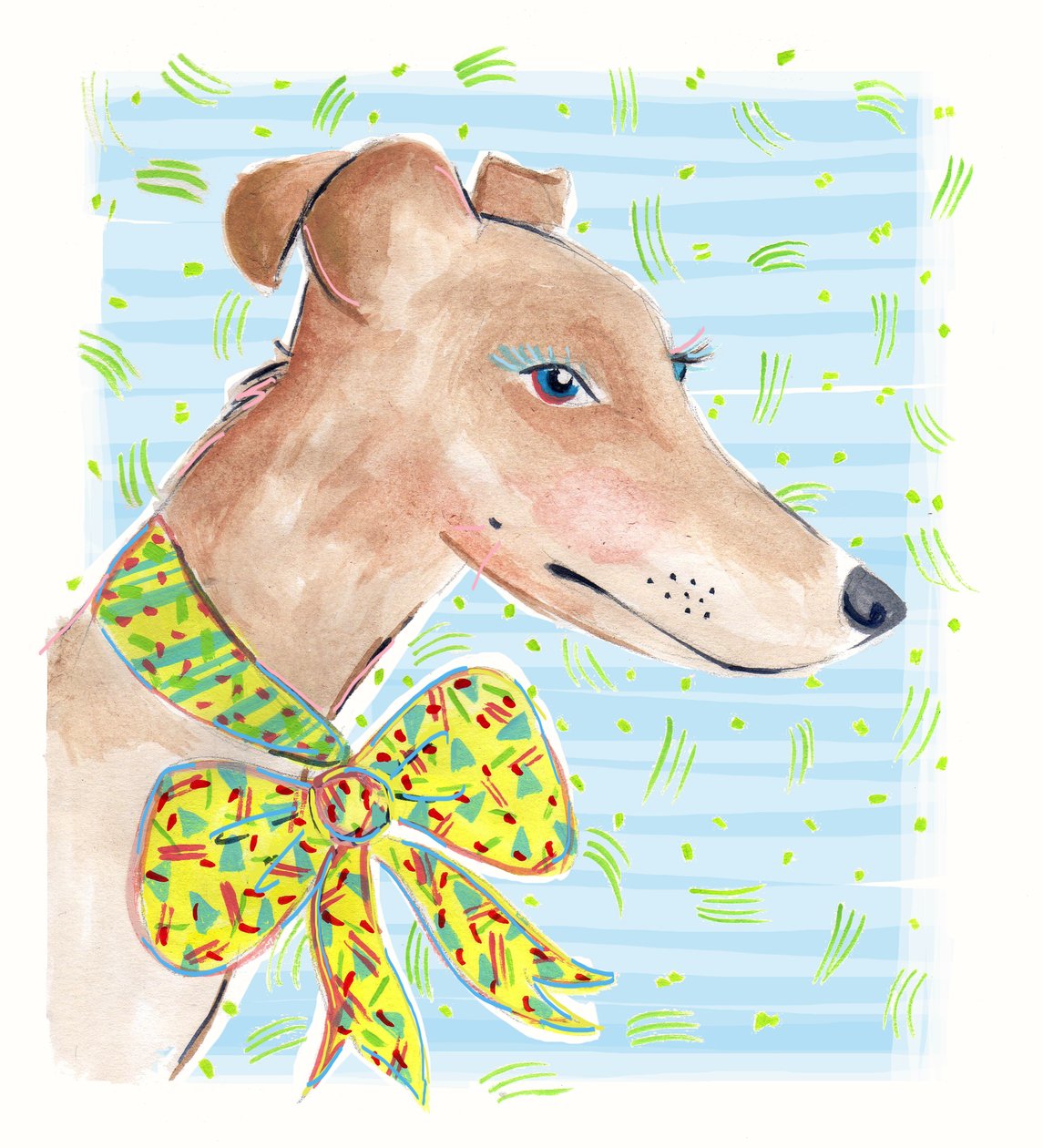 Greyhound, 2015 (akvarell på papir) av Jo Chambers
