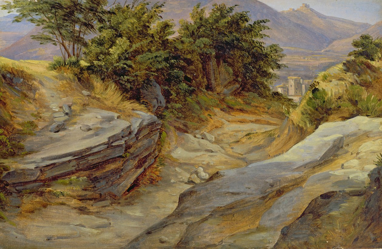 Italiensk fjellandskap, ca. 1824 (wc på papir) av Joachim Faber