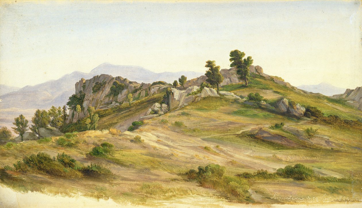 Serpentara ved Olevano, 1824 (olje på papir montert på kort) av Joachim Faber
