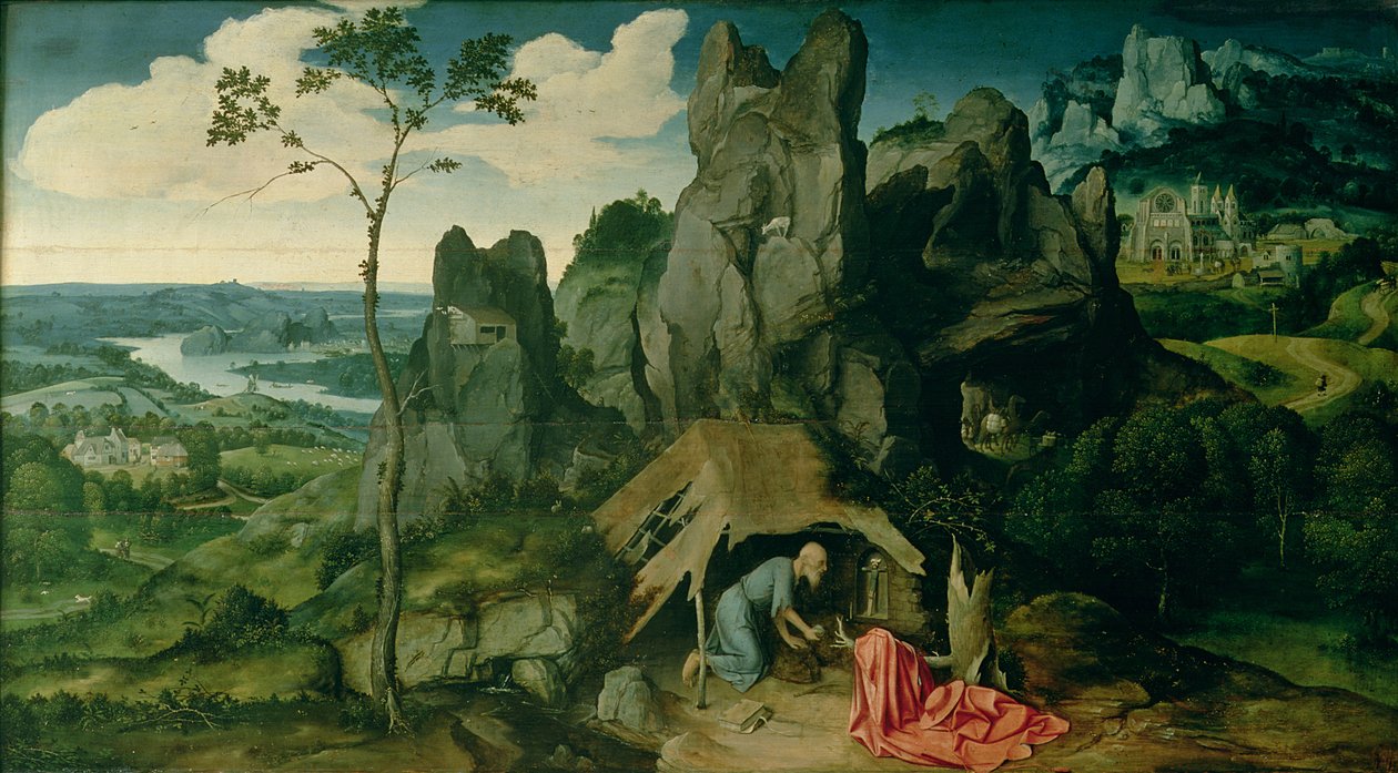 St. Hieronymus i ørkenen (se også 223464) av Joachim Patenier