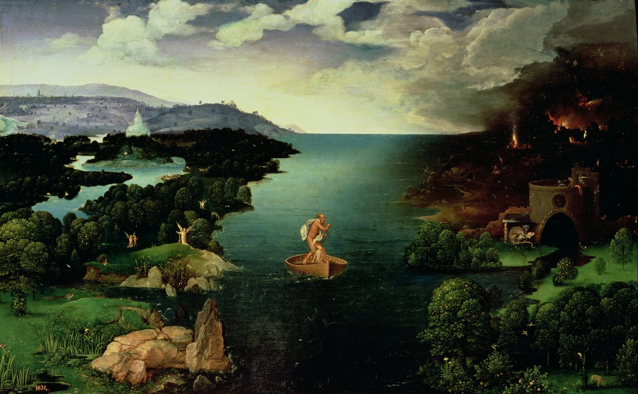 Charon krysser elven Styx, 1515-24 av Joachim Patinir