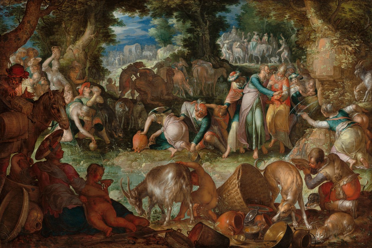 Moses slår på klippen av Joachim Wtewael or Utewael