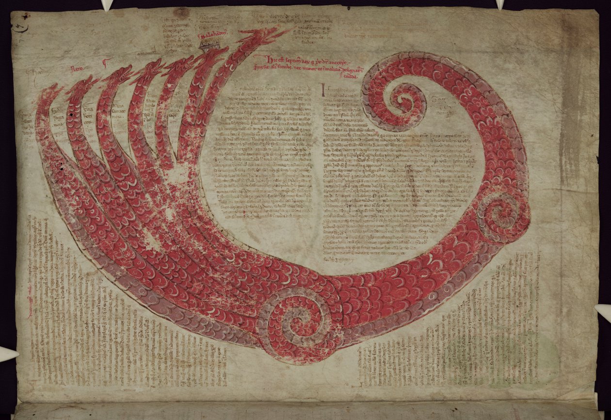 MS 255A fol.7r Fantastical Creature, fra Liber Figarum av Joachim of Fiore