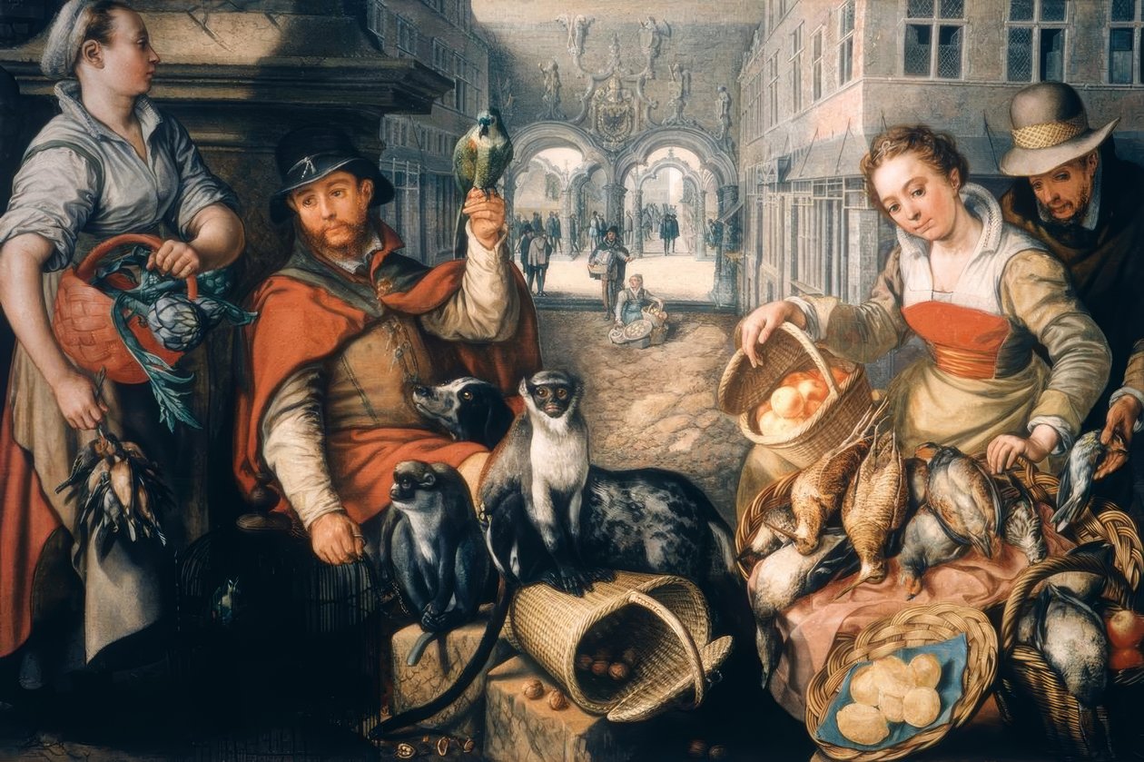 Selger av eksotiske dyr av Joachim Beuckelaer