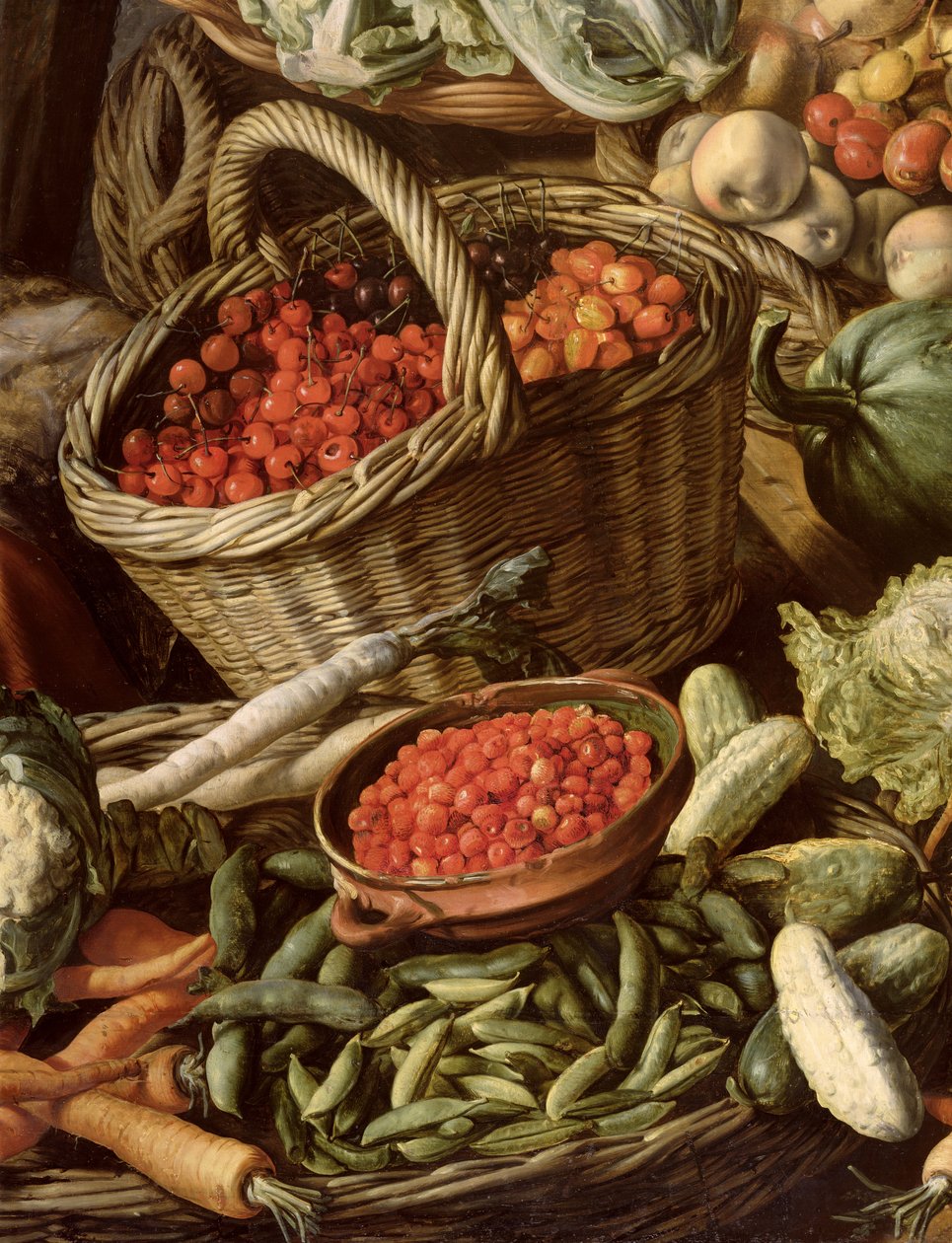 Detalj av stilleben med frukt, grønnsaker og en markedskvinne, 1564 (se 247452 og 247451) av Joachim Beuckelaer