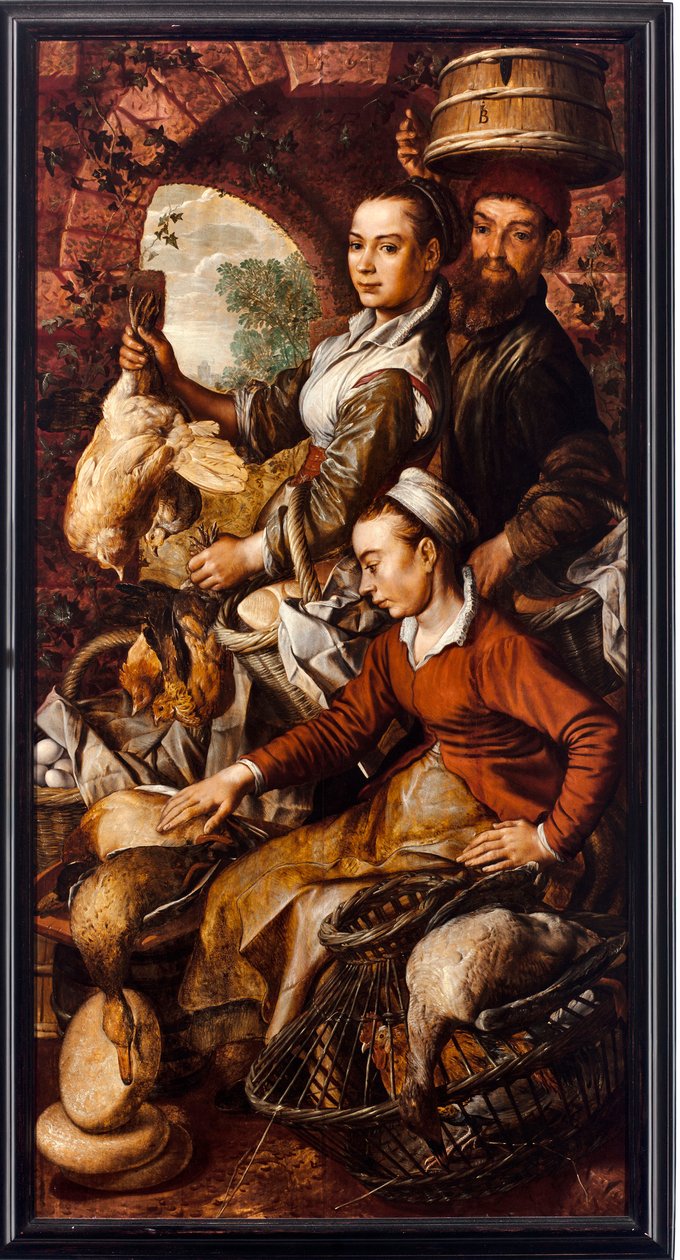 Torghandlerne som selger fjærfe og egg - Maleri av Joachim Beuckelaer (1533-1574) 1564 Dim 203x103 cm Genes, Musei di Strada Nuova av Joachim Beuckelaer
