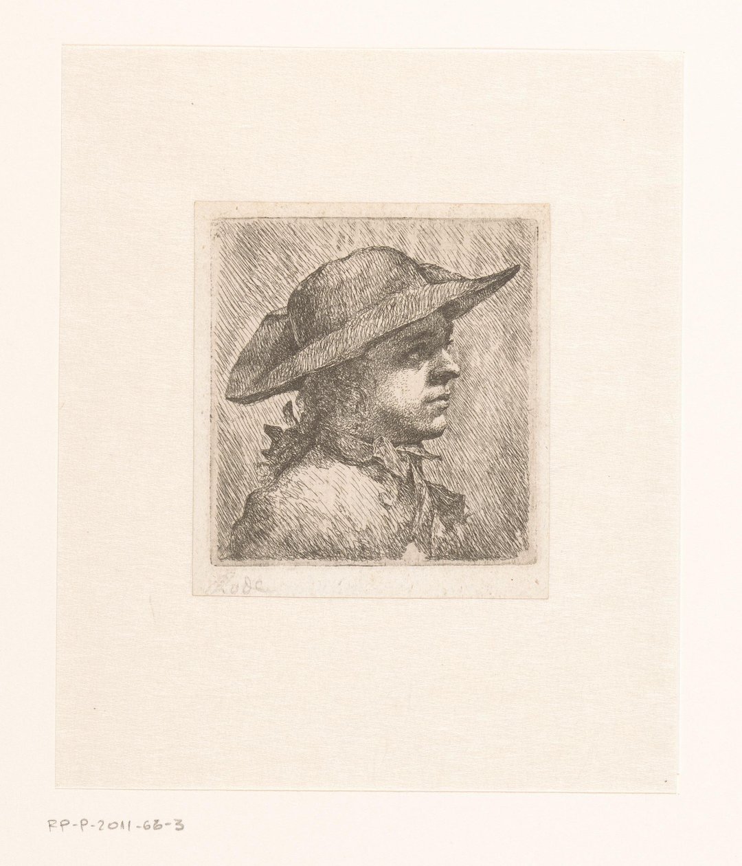 Portrett av en ung mann med en hatt av Joachim Martin Falbe (attributed to)