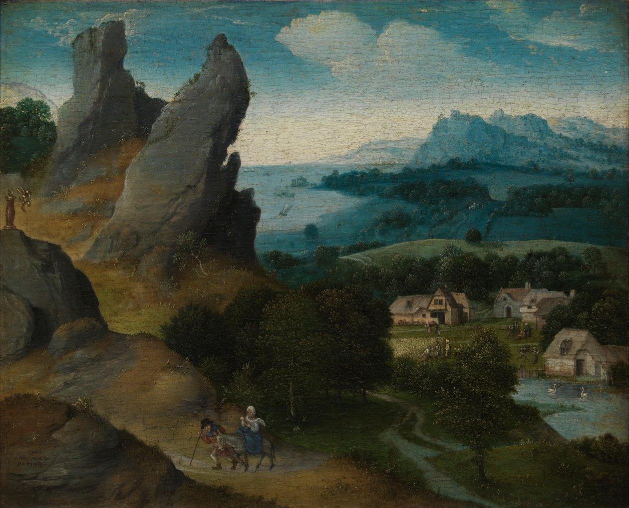 Landskap med flukten til Egypt av Joachim Patenier
