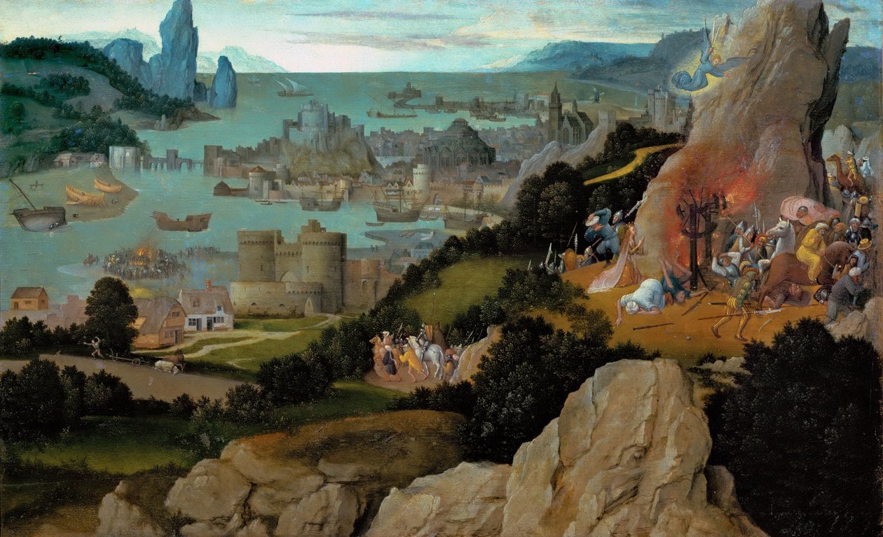 Tidlig nederlandsk kunst: The Martyrdom of Saint Catherine par Patinier, Joachim (ca. 1480-1524), før 1515. Olje på tre, 27,8x44,8. Kunsthistorisk museum, Vienne av Joachim Patinir
