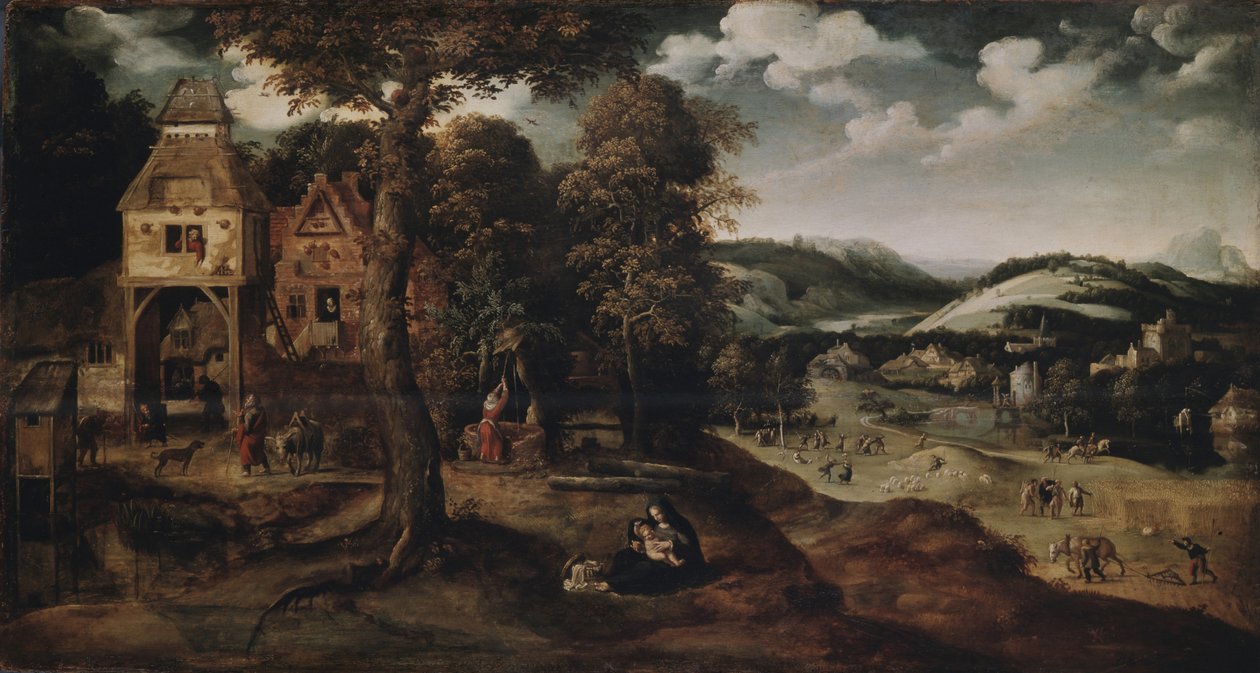 Landskap med flukten til Egypt, ca 1524 av Joachim Patinir
