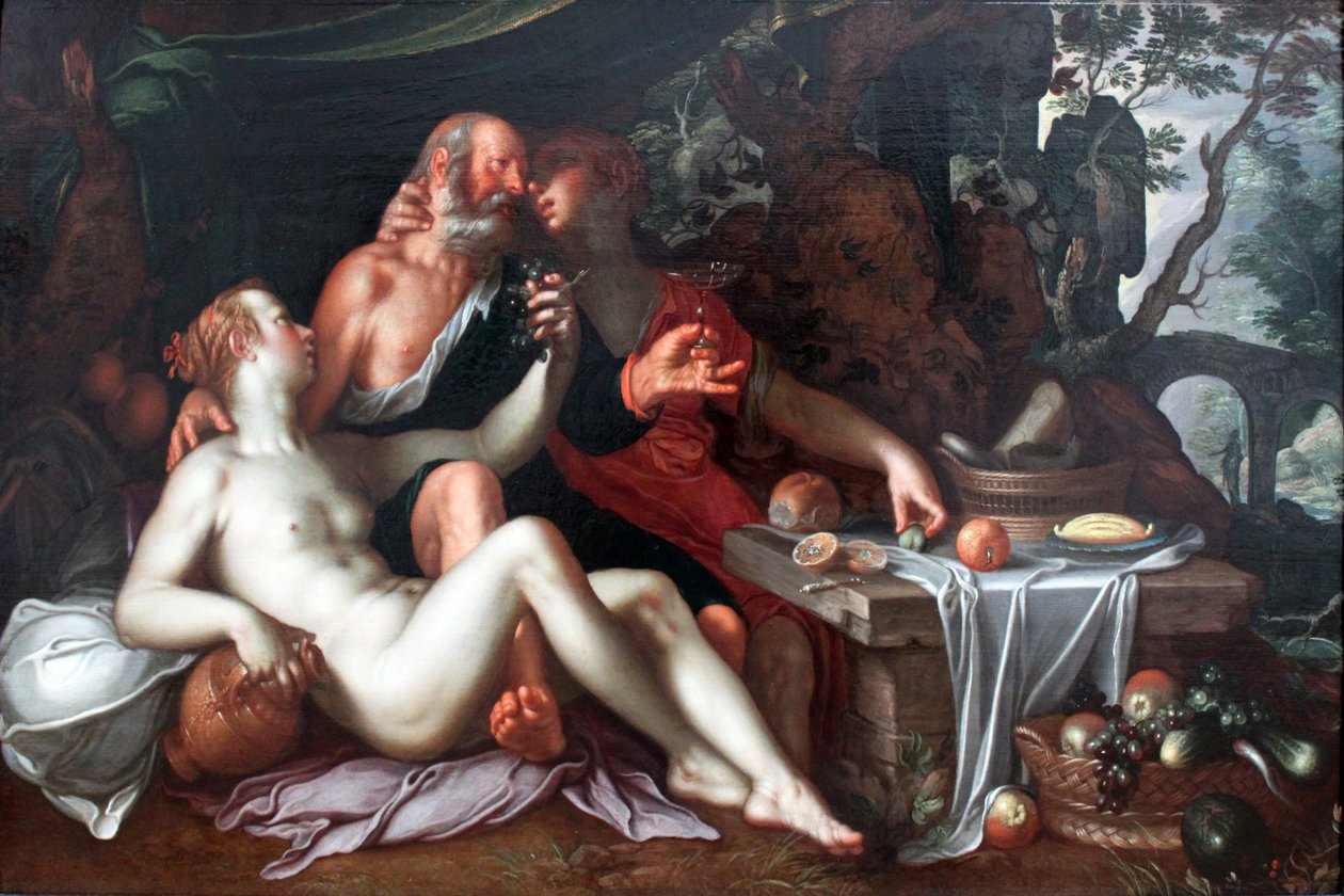 Lot og døtrene hans av Joachim Wtewael or Utewael