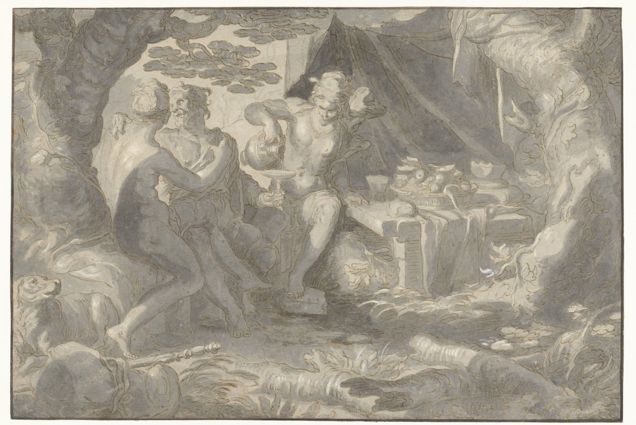 Lot og døtrene hans av Joachim Wtewael or Utewael