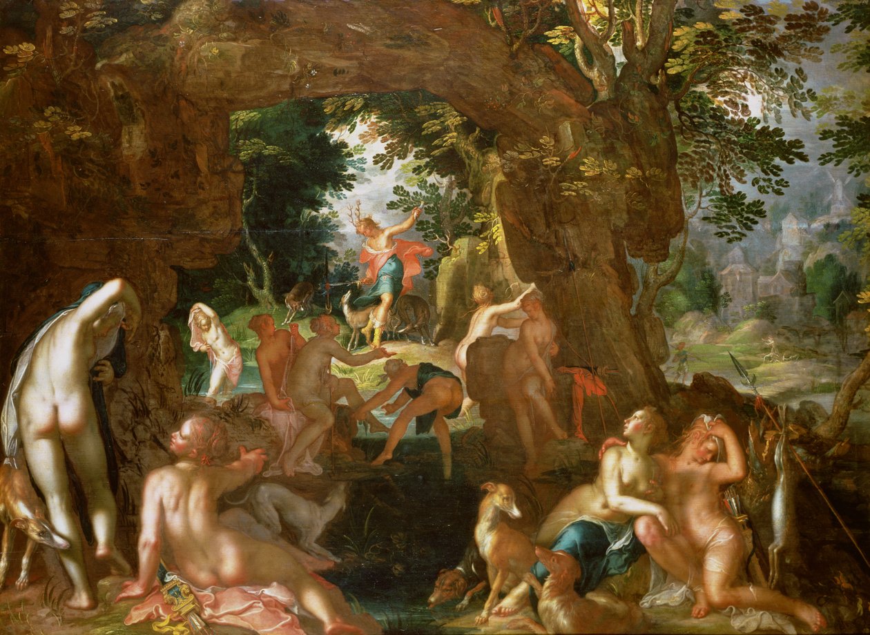 Diana og Actaeon, 1607 (panel) av Joachim Wtewael or Utewael