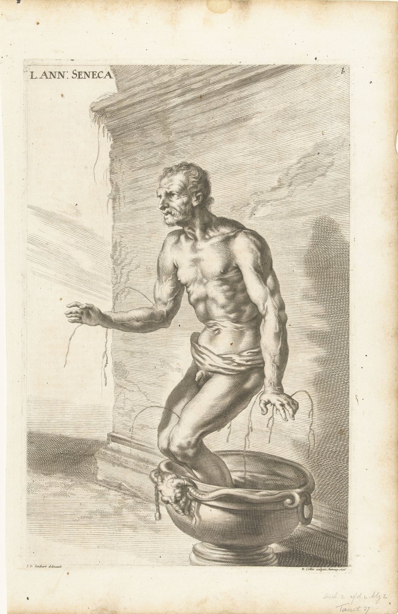 Seneca, gravert av Richard Collin av Joachim von (after) Sandrart