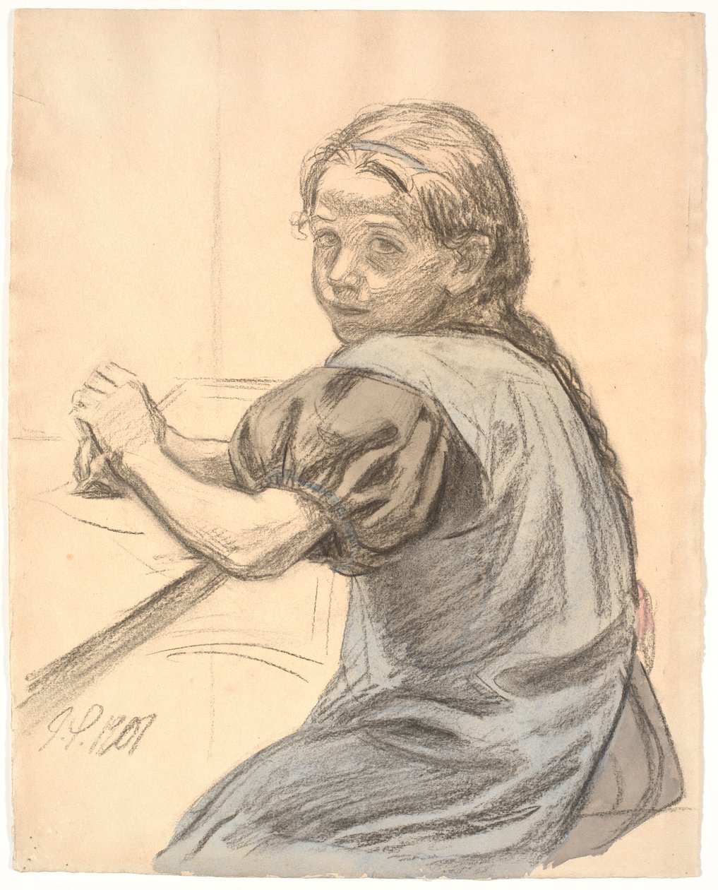 Georgia Skovgaard sitter ved et bord av Joakim Frederik Skovgaard