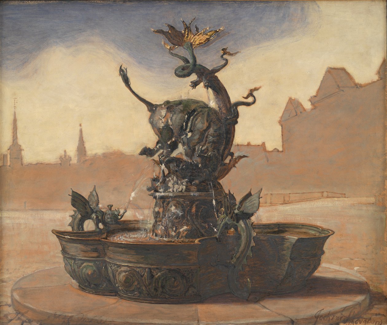 Skisse for Dragespringvandet (dragefontenen) av Joakim Frederik Skovgaard