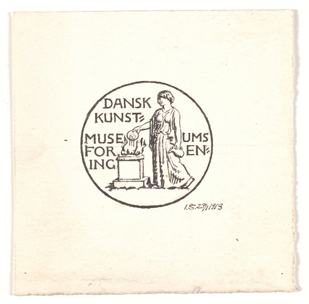 Utkast til vignett for Danske Museers Kunstforening av Joakim Frederik Skovgaard