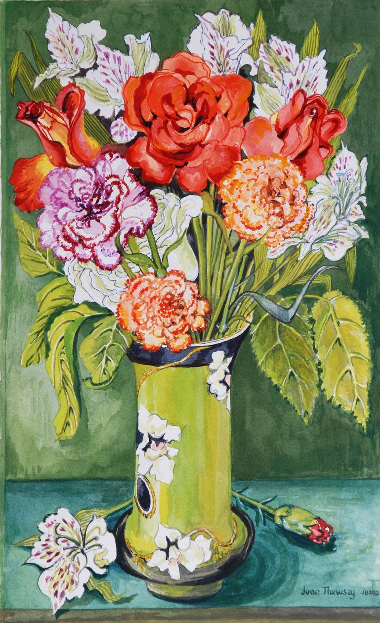 Nelliker og Alstroemeria i en jugendvase 2011 av Joan Thewsey