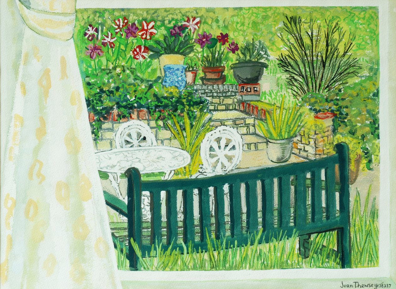 Cynthias Garden, 2011, gouache av Joan Thewsey