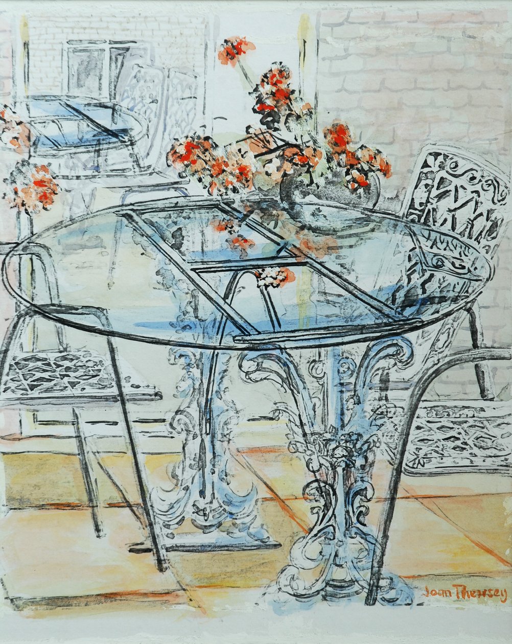 Patio Garden Pale, 2010, blekk med akvarell av Joan Thewsey