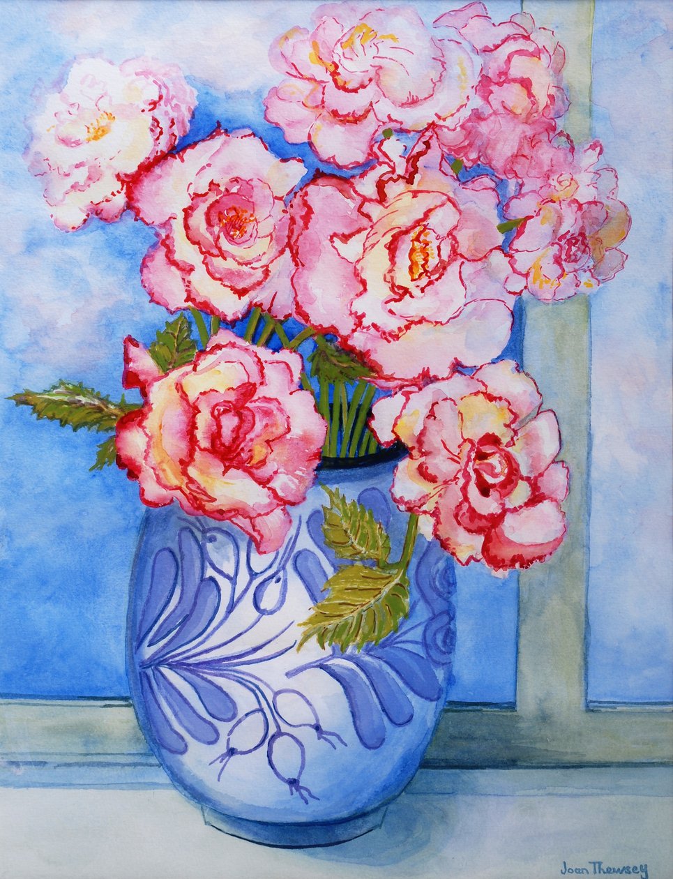 Pink Roses against the Sky 2004 av Joan Thewsey