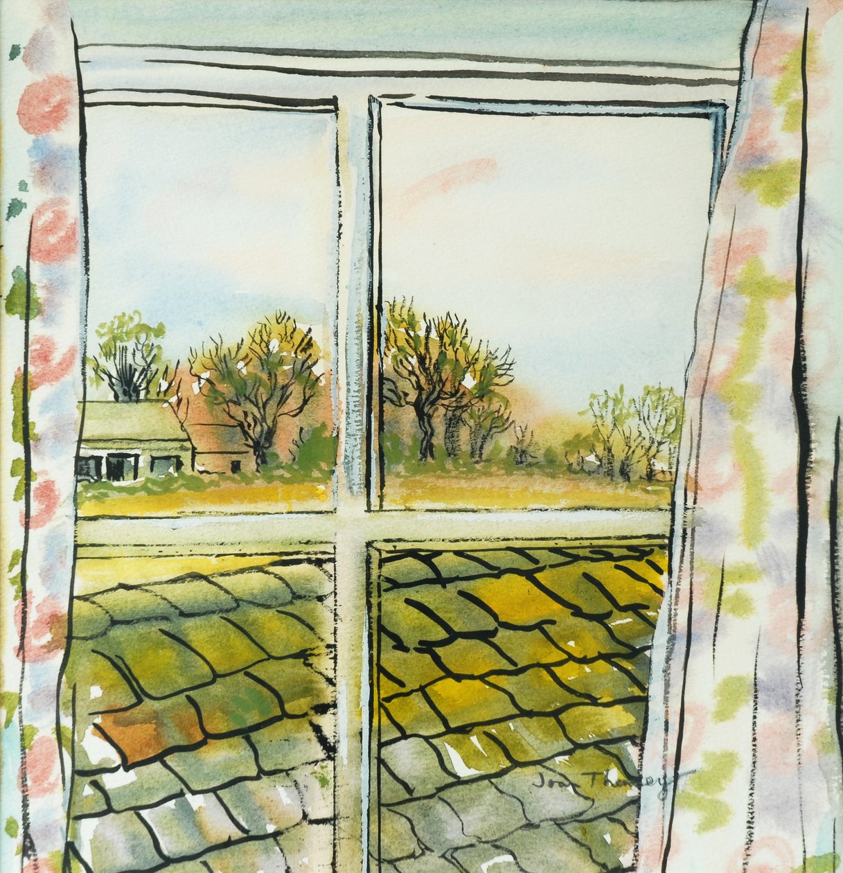Through the Cottage Window Suffolk, 2010, (akvarell) av Joan Thewsey