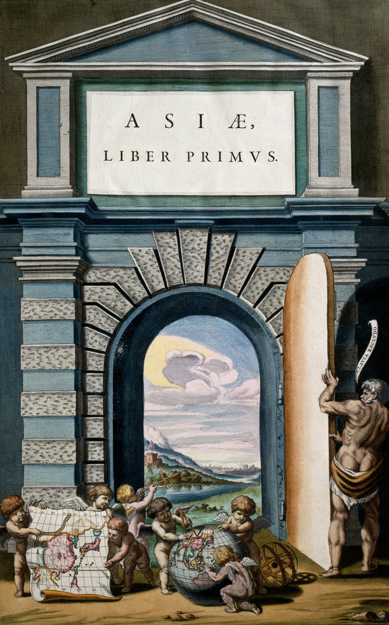 Asiae (Asia), bok I, tittelside til bind X, Atlas Maior, av Joan Blaeu (1596-1673), kobberstikk, 57,5x39 cm, Amsterdam av Joan Blaeu
