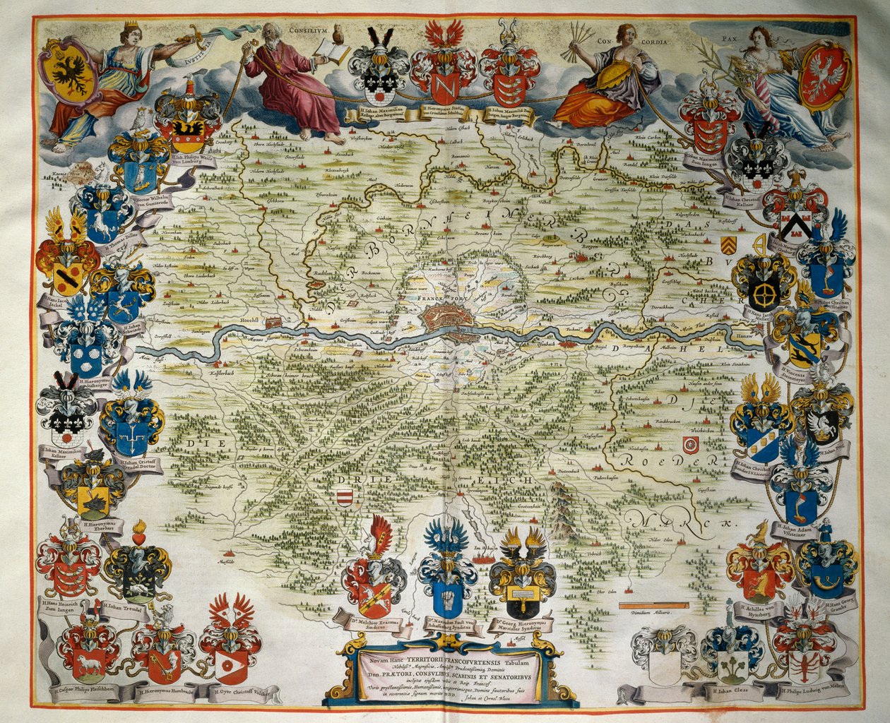 Frankfurt og dets territorium, bind III, Atlas Maior, av Joan Blaeu (1596-1673), kobberstikk, Amsterdam av Joan Blaeu