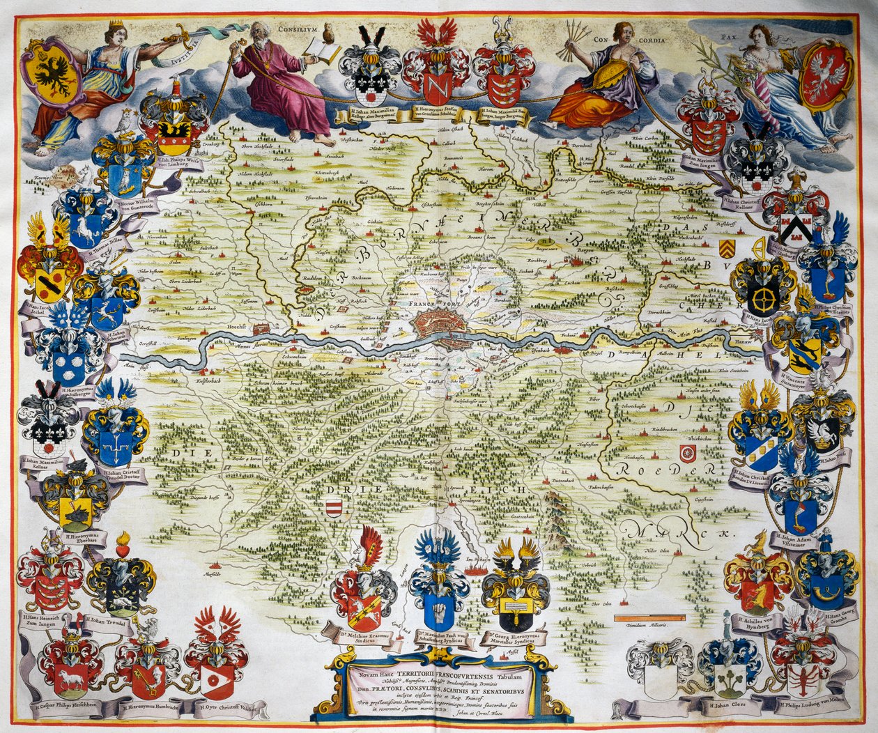 Frankfurt og dets territorium, fra Atlas Maior, atlas i 11 bind, av Joan Blaeu (1596-1673), bind III, kobberstikk, 57,5x39 cm, Amsterdam av Joan Blaeu