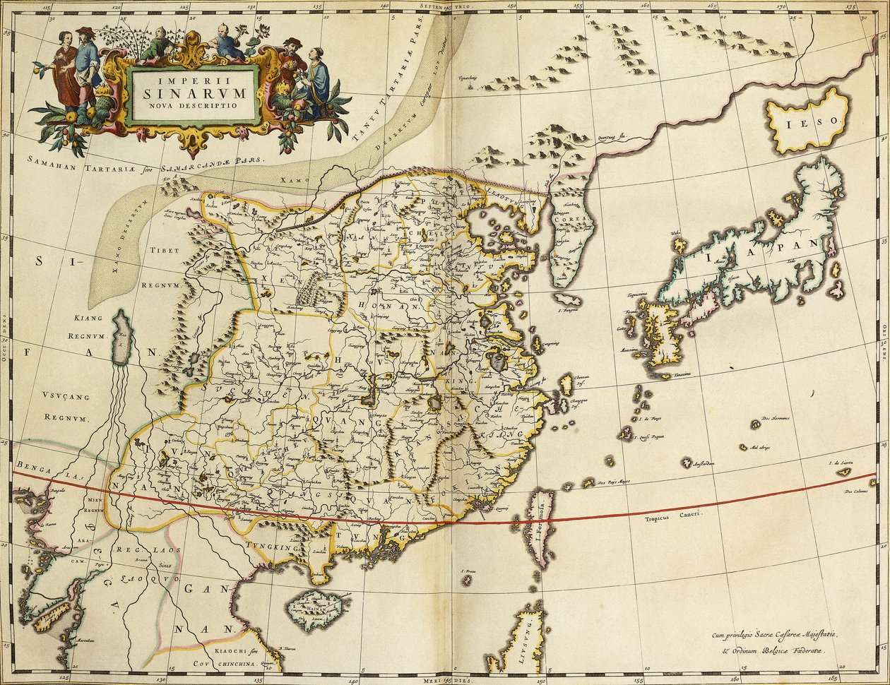 Kart over Kina, fra "Atlas Cosmographia Blaviana", 1662 av Joan Blaeu