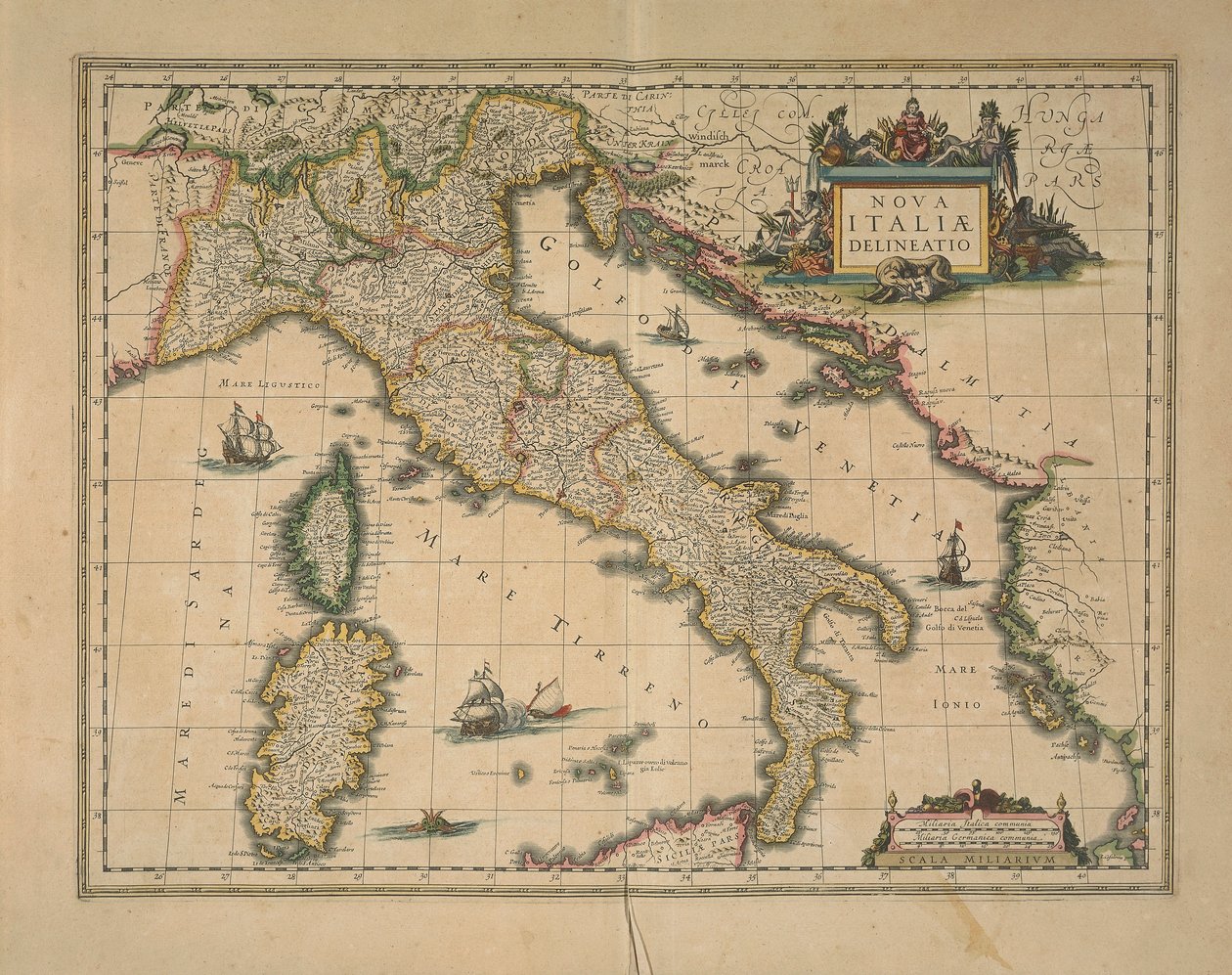 Kart over Italia av Joan Blaeu av Joan Blaeu