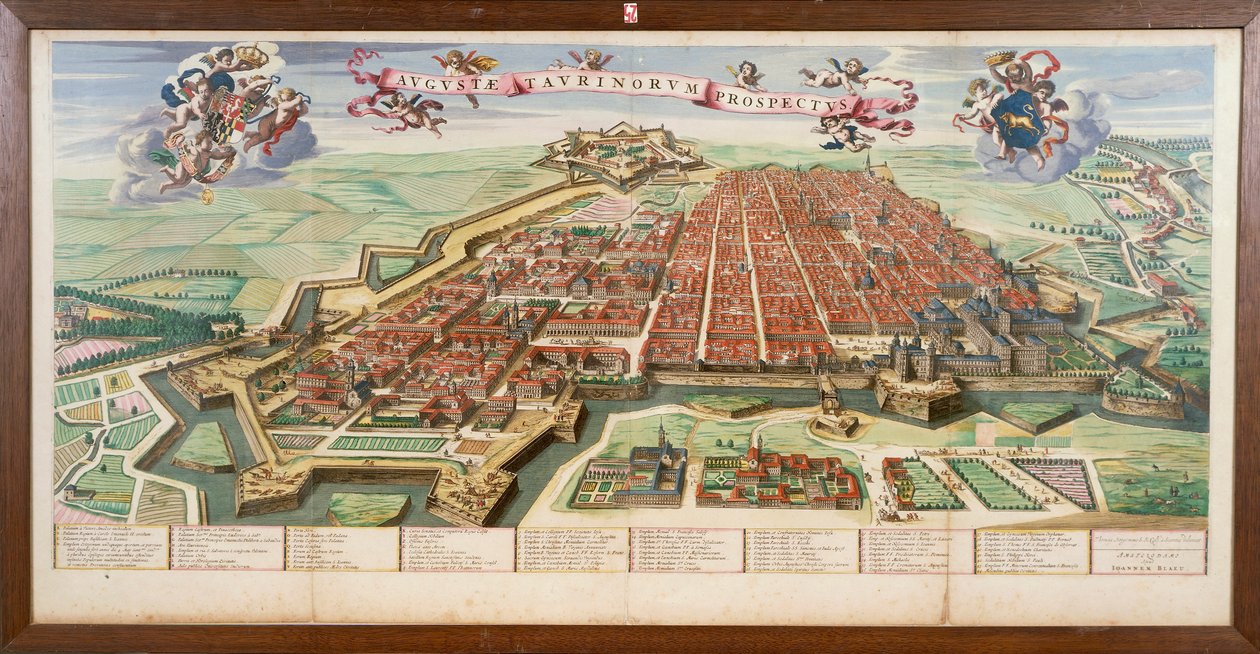Kart over Torino, av Joan Blaeu fra Theatrum Sabaudiae, gravering av Joan Blaeu