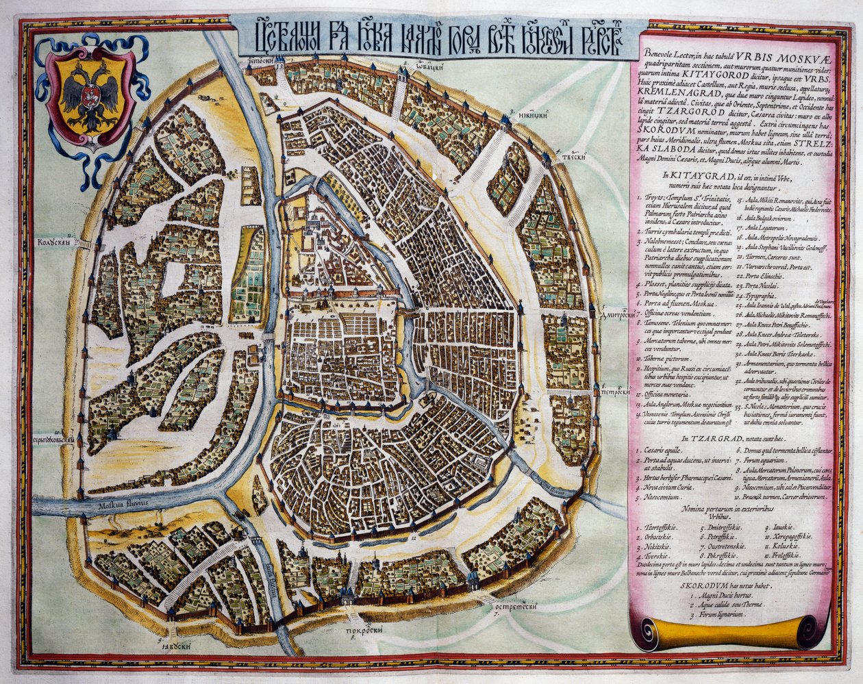 Moskva, andre bind, tittelside til del I, fra Atlas Maior, atlas i 11 bind, av Joan Blaeu (1596-1673), kobberstikk, 57,5x39 cm, Amsterdam av Joan Blaeu