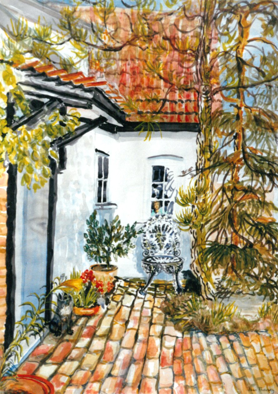 Carolines Cottage - det gamle postkontoret, (gouache) av Joan Thewsey