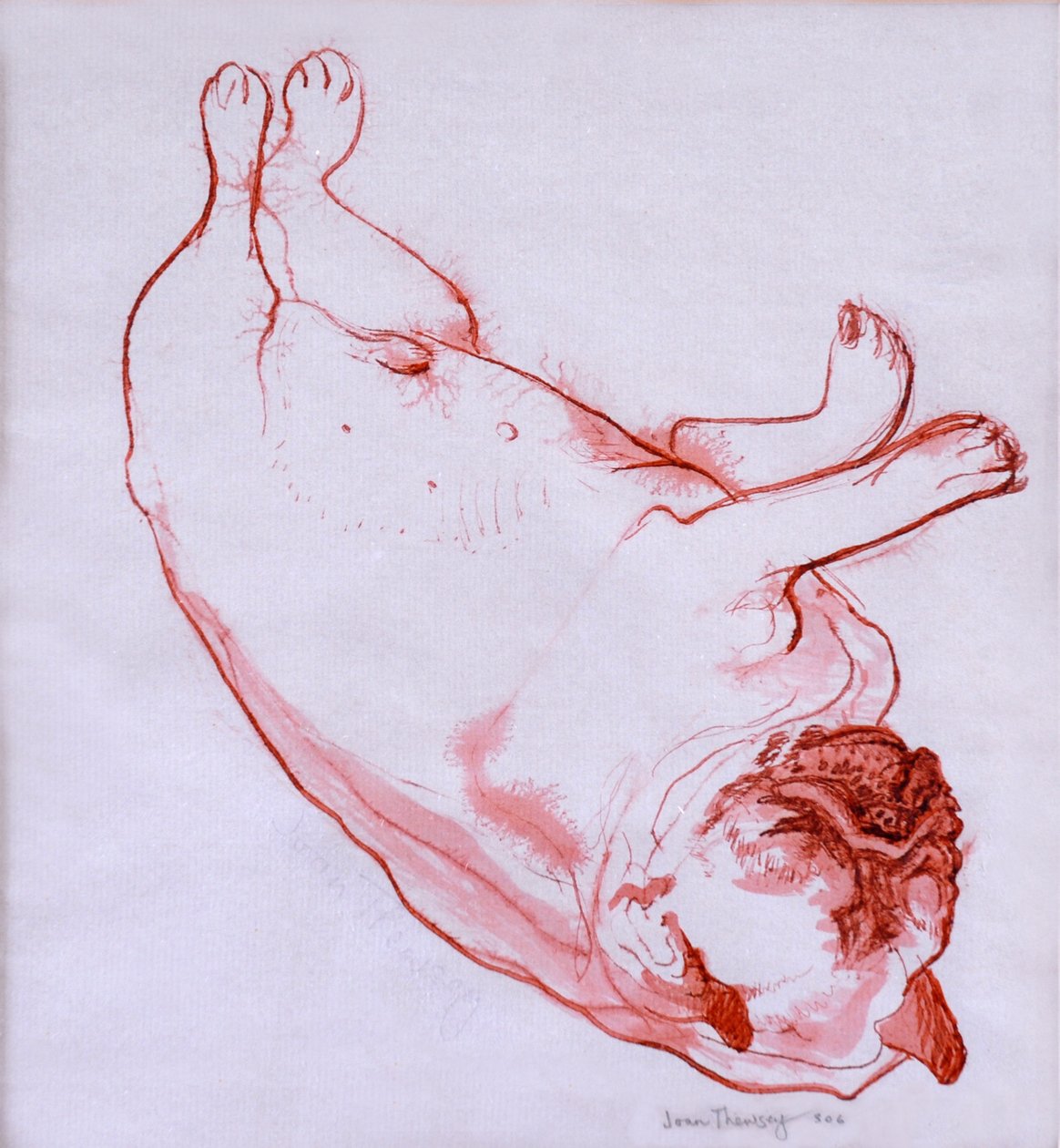 Hogarth Sleeping, 2005, (blekk på vått papir) av Joan Thewsey