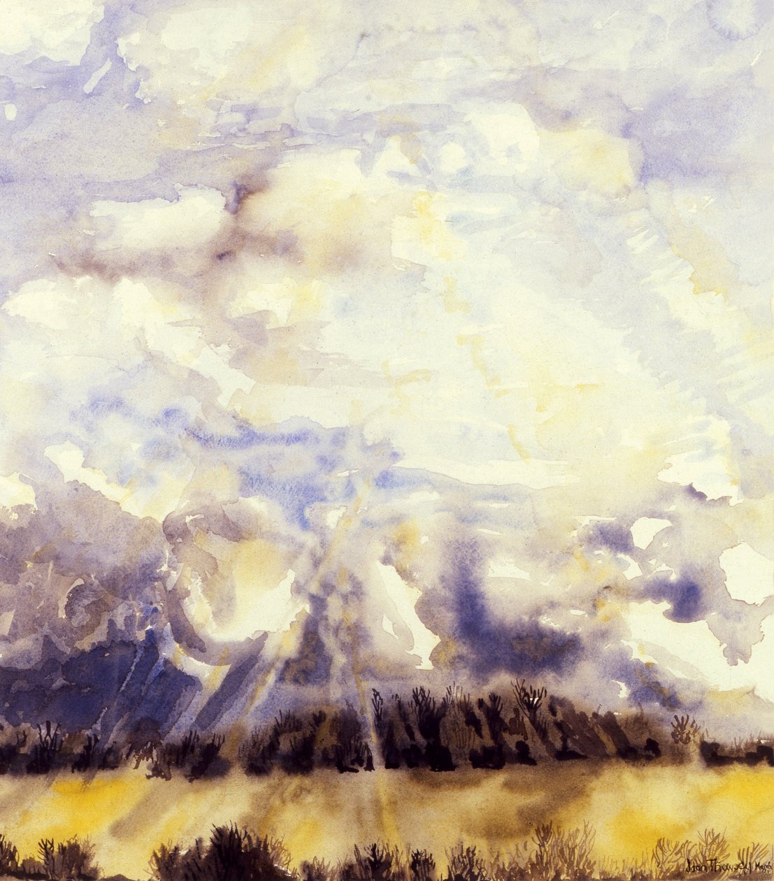 March Sky, 1989, akvarell på håndlaget papir av Joan Thewsey