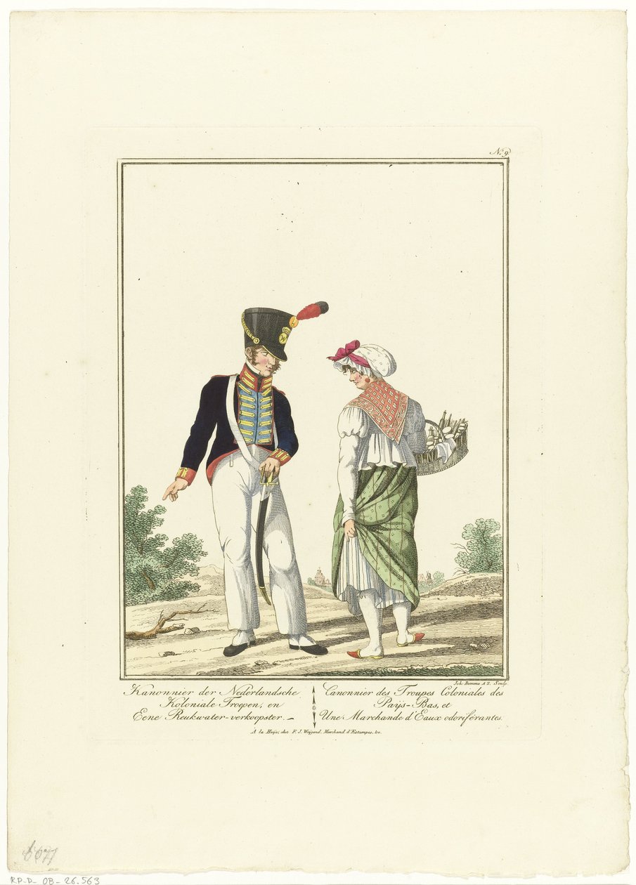 Gunner med en duftende vannselger Gunner av de nederlandske kolonitroppene, og en parfymeforhandler Uniformer og kostymer (serietittel) av Joannes Bemme
