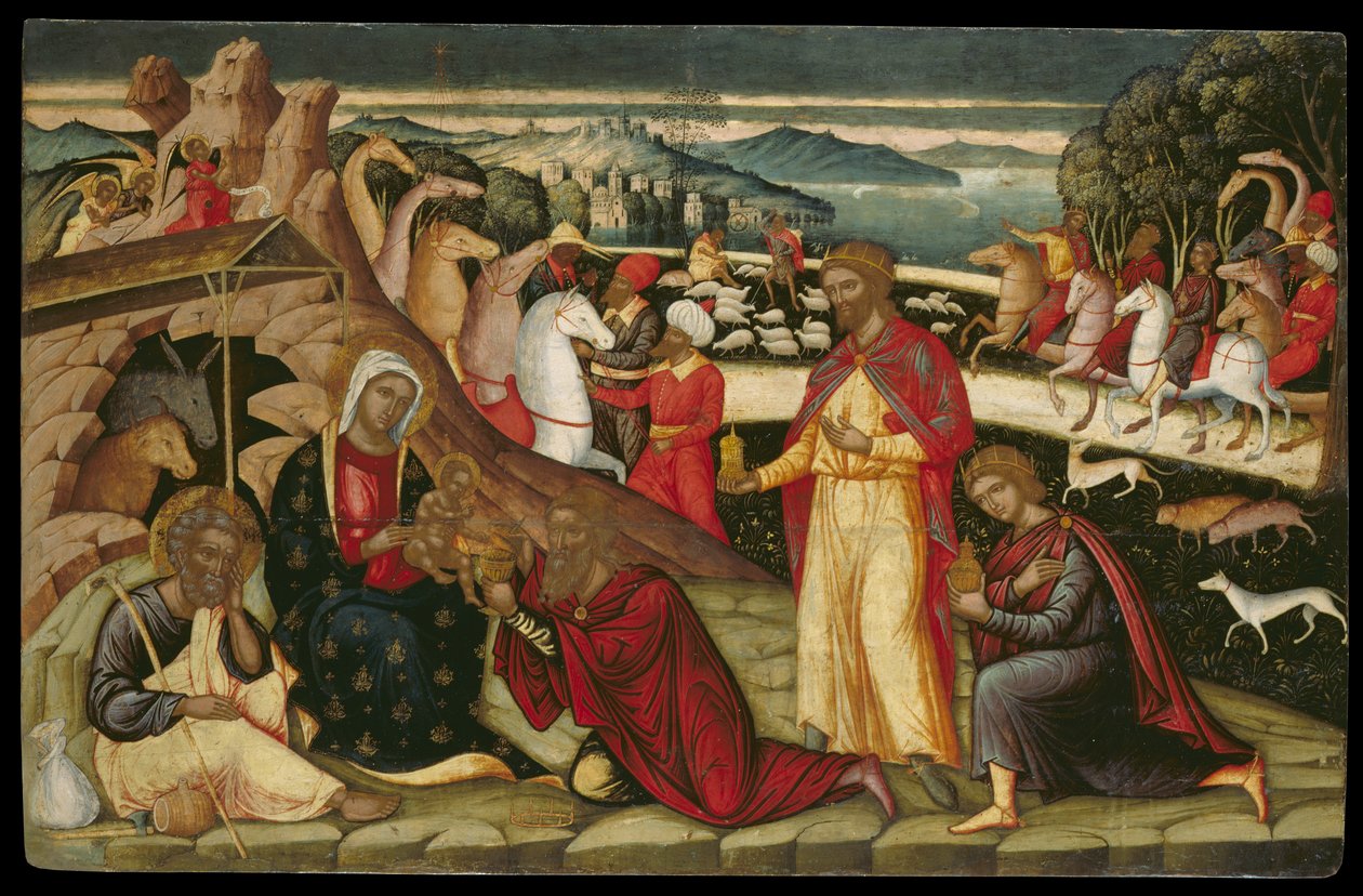 The Adoration of the Magi (tempera på panel) av Joannes Permeniates