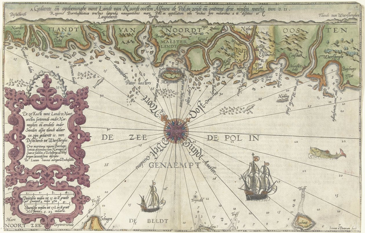 Kartlegg en del av kysten av Norge og Sverige Havet Kuste vant Landt i Nordøst sortering under Norge og delvis under Sverige (...) (tittel på objekt) av Joannes van Doetechum (I)