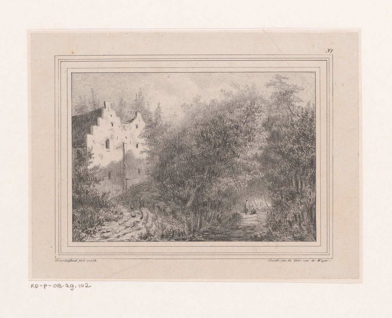 Grøft og to hus av Joannes van Liefland