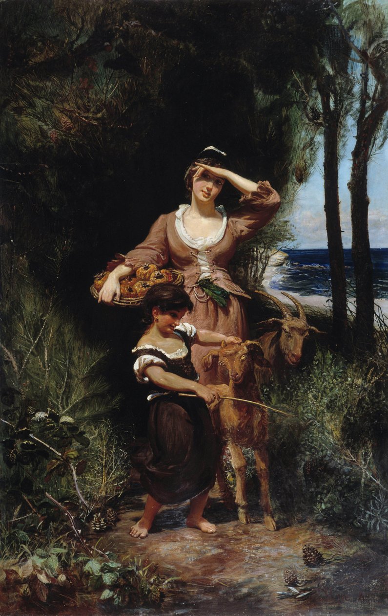 Chevrere by the Sea Maleri av Joanny Rave (1827-1882) Dim. 219x139 cm. Obligatorisk omtale: Collection fondation regards de Provence, Marseille av Joanny Rave