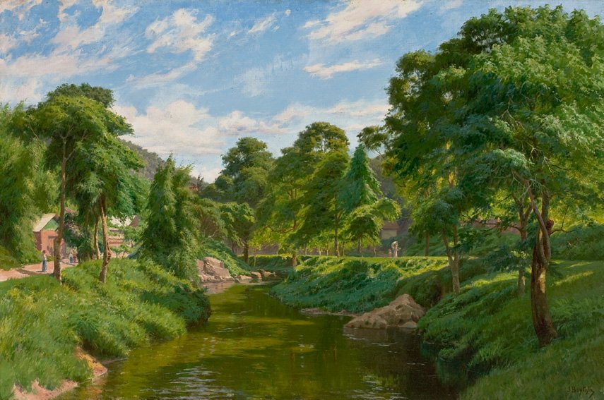 Landscape of Petropolis Woodland with a Creekn Portugues: Landscape of Petropolis Woodland with Riachon av Joao Batista da Costa