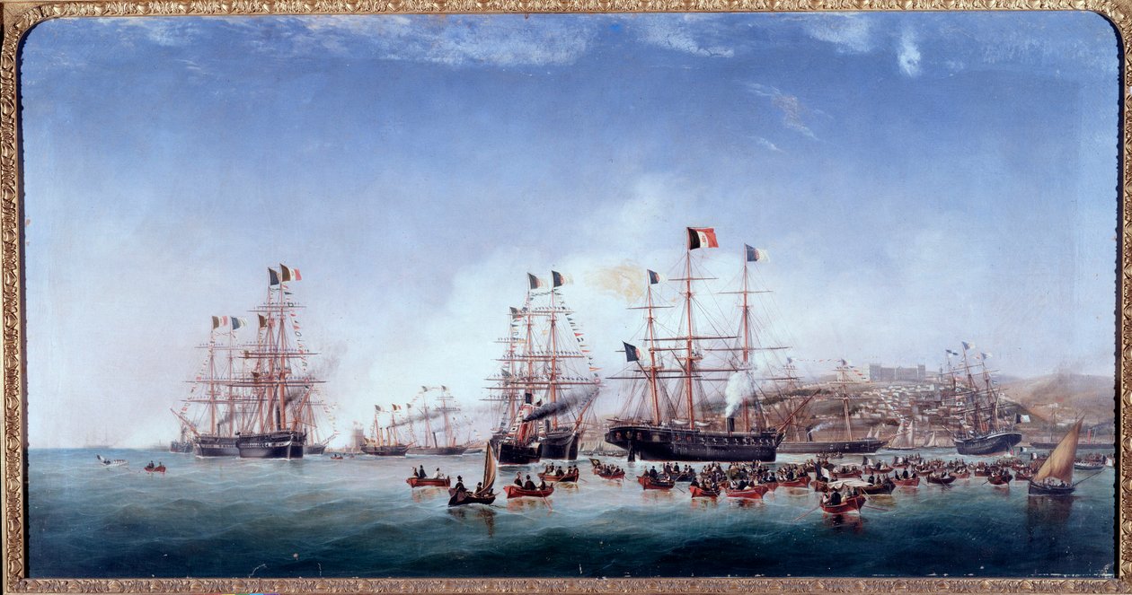 Det italienske skipet Regina Maria Pia i havnen i Lisboa (olje på lerret av Joao Gomes da Silva Pedroso