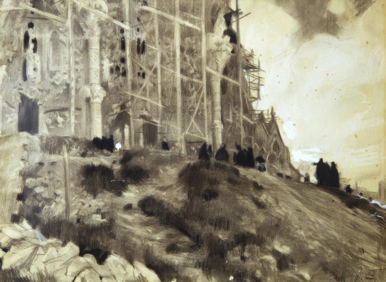 Bygging av Sagrada Familia av Joaquim Mir i Trinxet
