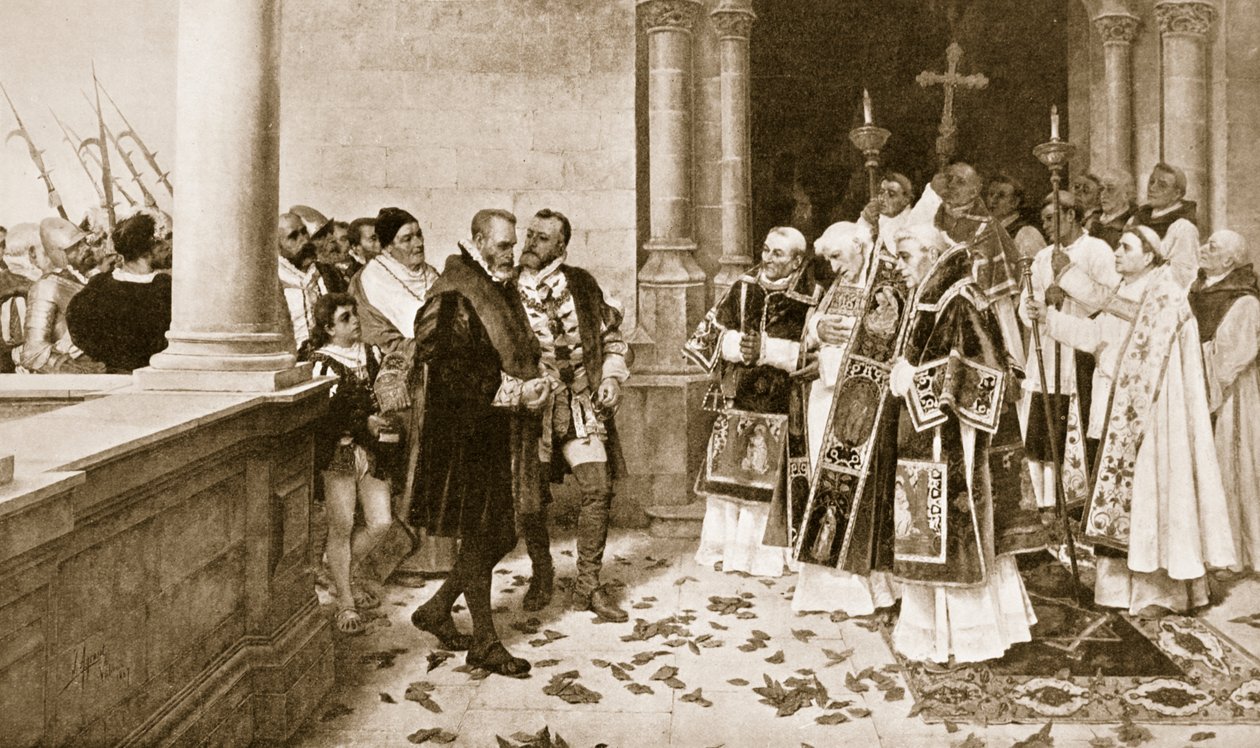 Charles V går inn i et kloster ved St. Yuste av Joaquin Agrasot y Juan