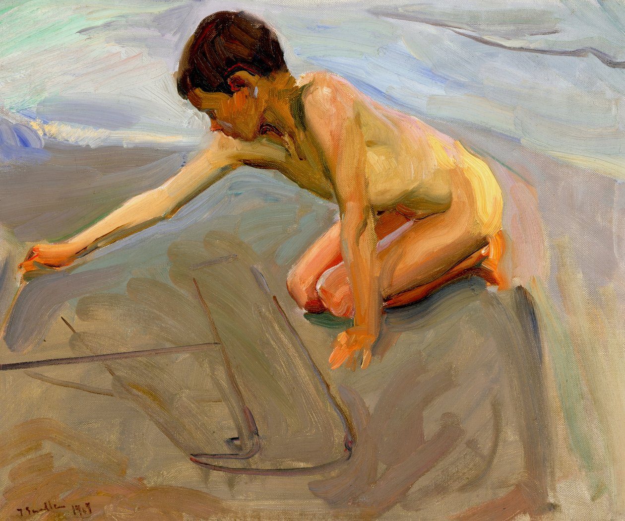 Tegning i sanden av Joaquín Sorolla