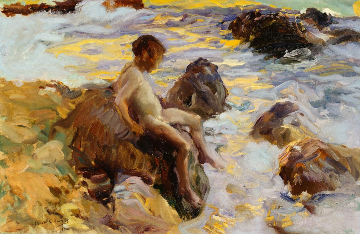 Boy in the Breakers, Javea, 1900 av Joaquín Sorolla