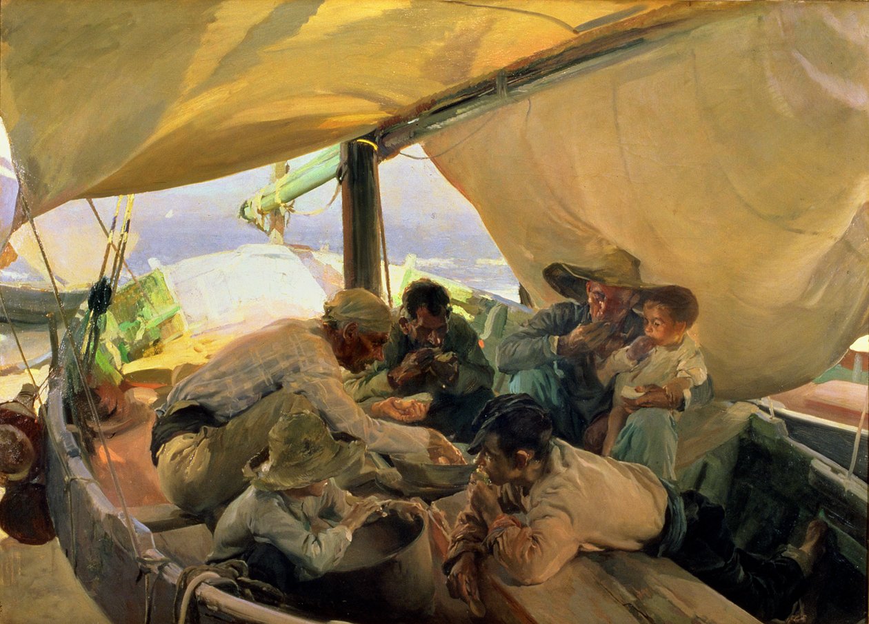 Lunsj på båten av Joaquin Sorolla y Bastida