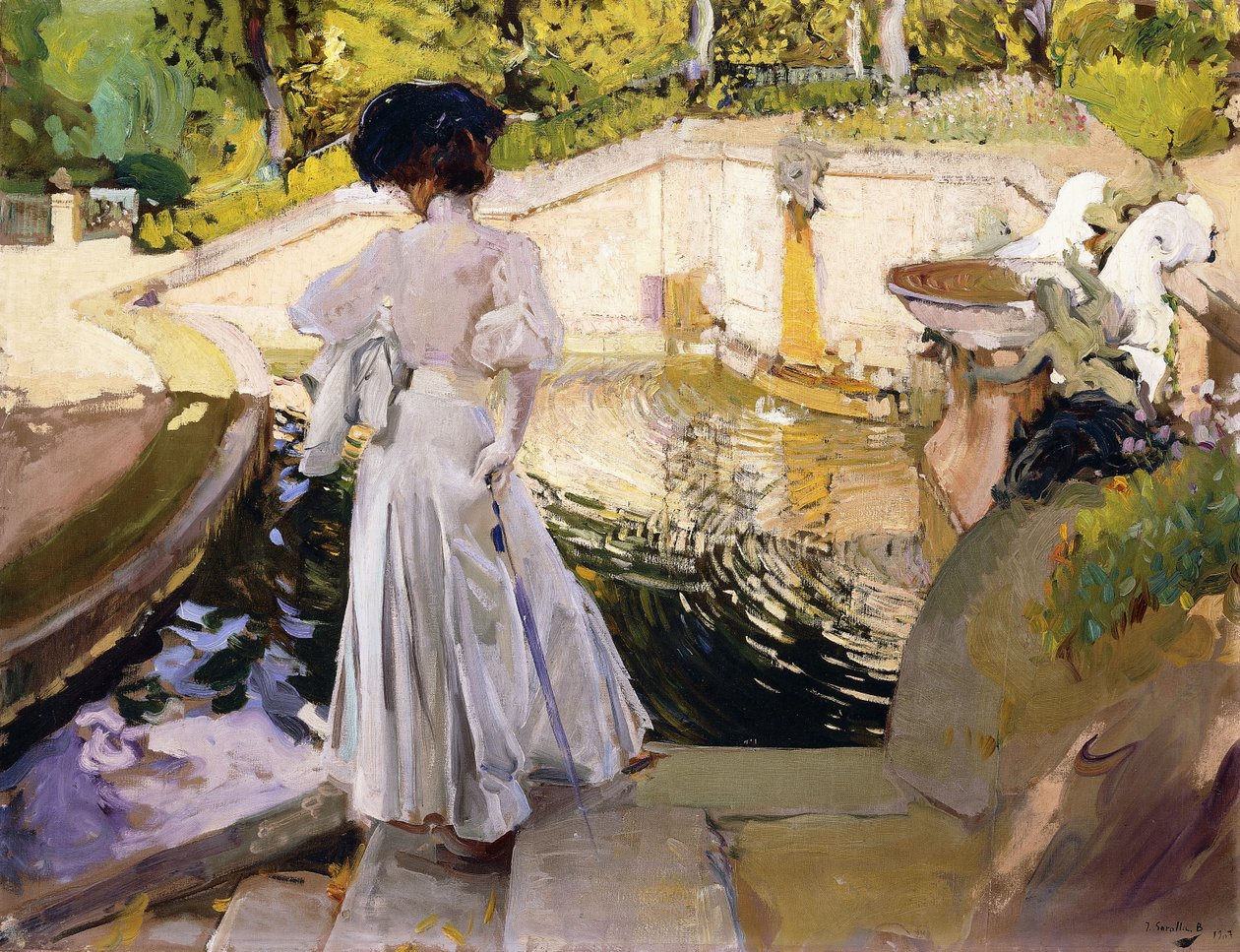 Maria ser på fiskene, Granja, 1907 av Joaquín Sorolla