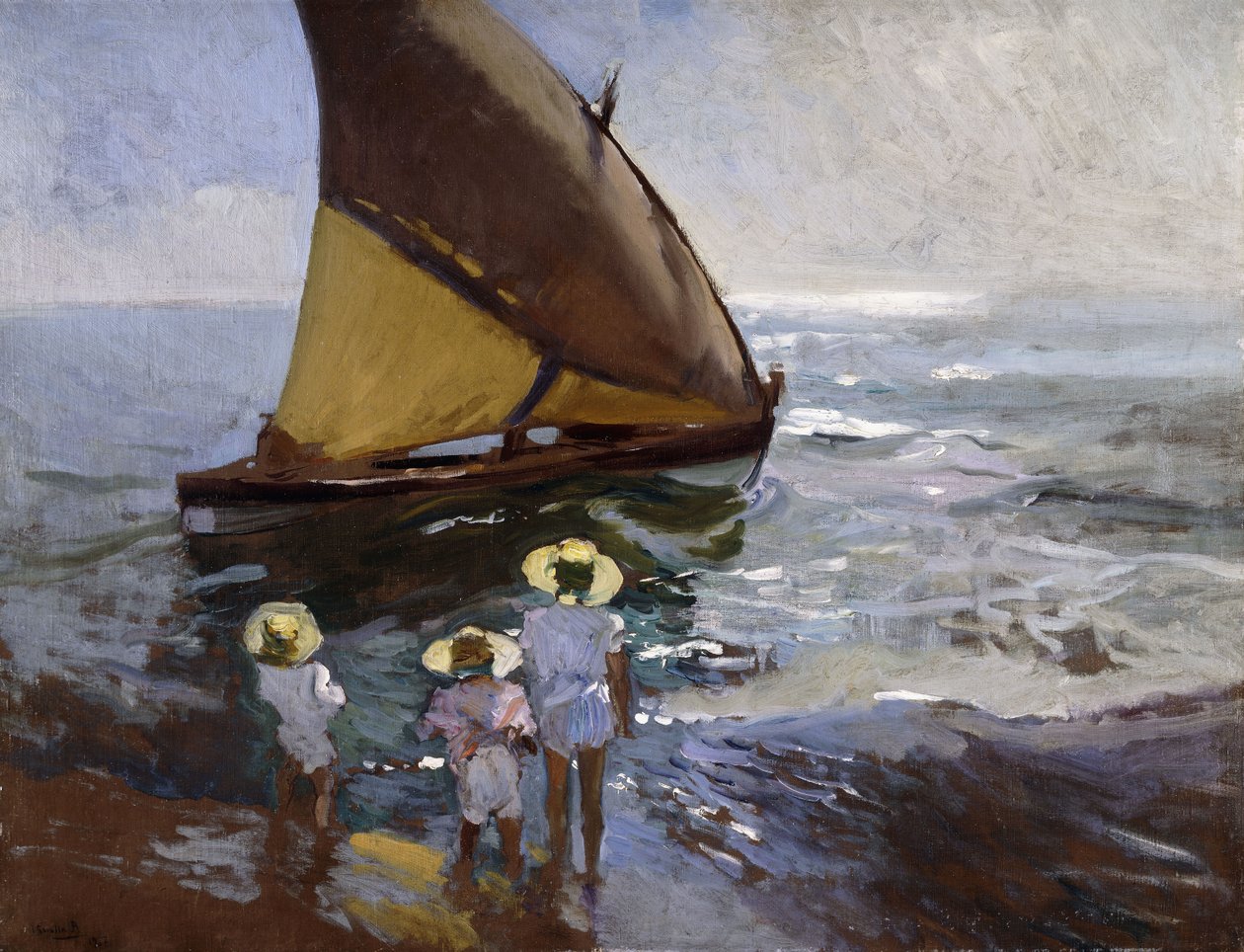 På stranden, Valencia; På stranden, Valencia, 1907 av Joaquín Sorolla